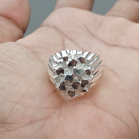 925 Sterling Silver Nuggets RingSize